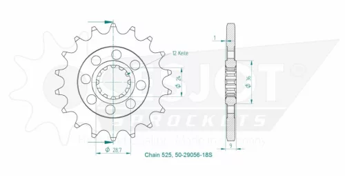 Pinion față Esjot 18T oțel 50-29056-18S