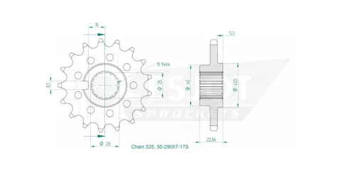 Pinion față Esjot 17T oțel 50-29057-17S