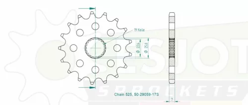 Pinion față Esjot 17T oțel 50-29059-17S