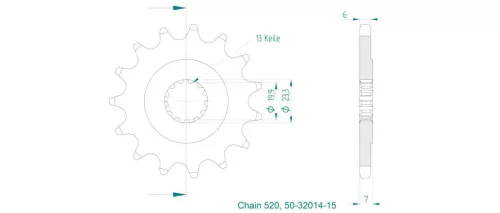 Pinion față Esjot 15T oțel 50-32014-15