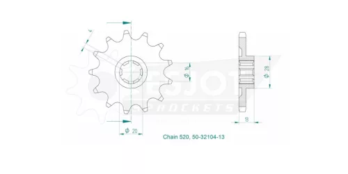 Pinion față Esjot 13T oțel 50-32104-13