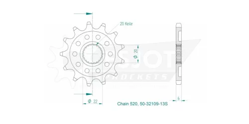 Pinion față Esjot 13T oțel 50-32109-13S