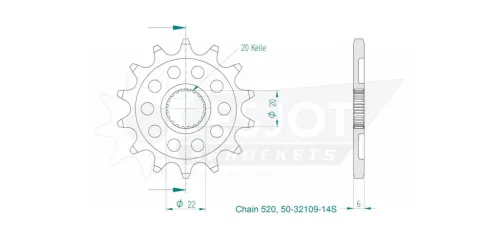 Pinion față Esjot 14T oțel 50-32109-14S