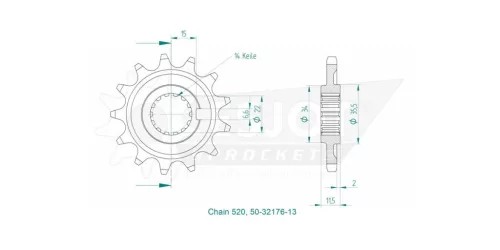 Pinion față Esjot 13T oțel 50-32176-13