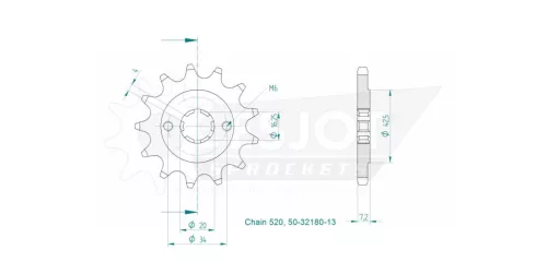 Pinion față Esjot 13T oțel 50-32180-13