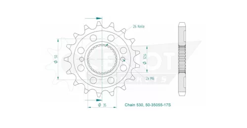 Pinion față Esjot 17T oțel 50-35055-17S