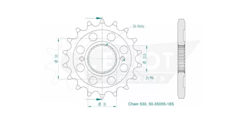 Pinion față Esjot 18T oțel 50-35055-18S
