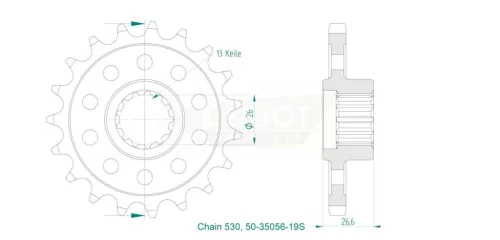 Pinion față Esjot 19T oțel 50-35056-19S