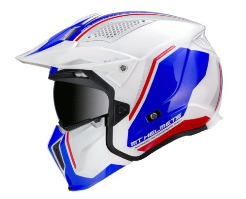 Casca MT Streetfighter SV Twin B7 alb/albastru lucios  Alb/albastru lucios