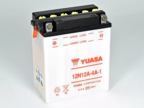 Baterie moto Yuasa 12N12A-4A-1 convențională fără electrolit, 12V 12,6Ah
