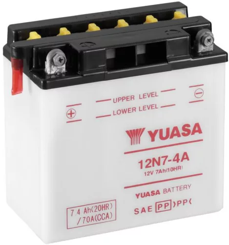 Baterie moto Yuasa 12N7-4A convențională fără electrolit, 12V 7,4Ah