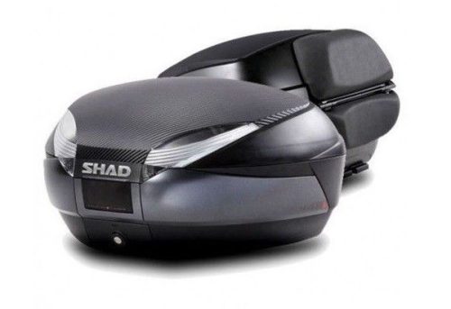 Top case SHAD SH48 D0B48306R Gri inchis with backrest, carbon cover and PREMIUM SMART lock