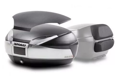 Top case SHAD SH48 D0B48406R New Titanium with backrest, carbon cover and PREMIUM SMART lock