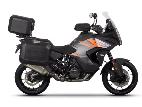 Set complet cutii aluminiu SHAD TERRA (negru), 37L cutie centrala 36L / 47L cutii laterale, incluzand kit montare si placa SHAD KTM Super Adventure 1290 (R, S)