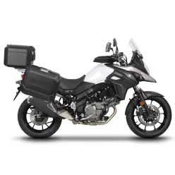   Set complet de cutii de aluminiu SHAD TERRA NEGRU, 37L cutie centrala si 36L / 36L cutii laterale, incluzand kit montaj si placa SHAD SUZUKI DL 650 V-Strom