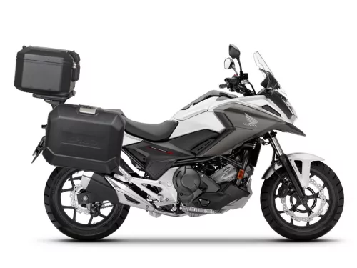 Set complet de cutii de aluminiu SHAD TERRA NEGRU, 37L cutie centrala si 36L / 36L cutii laterale, incluzand kit montaj si placa SHAD HONDA NC 750 X