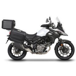   Set complet de cutii de aluminiu SHAD TERRA NEGRU, 48L cutie centrala si 36L / 36L cutii laterale, incluzand kit de montaj si placa SHAD SUZUKI DL 650 V-Strom