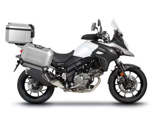 Set complet de cutii de aluminiu SHAD TERRA, 48L cutie centrala  si  47L / 47L cutii laterale, incluzand kit montaj si placa SHAD SUZUKI DL 650 V-Strom