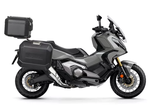 Set complet de cutii de aluminiu SHAD TERRA NEGRU, 48L cutie centrala si 36L / 36L cutii laterale, incluzand kit de montaj si placa SHAD HONDA X-ADV 750