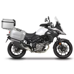   Set complet de cutii de aluminiu SHAD TERRA, 48L cutie centrala si  36L / 36L cutii laterale, incluzand kit montaj si placa SHAD SUZUKI DL 1000 V-Strom/ DL 1050 V-Strom