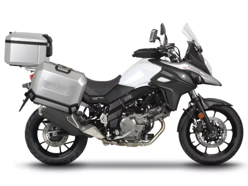 Set complet de cutii de aluminiu SHAD TERRA, 48L cutie centrala si 36L / 36L cutii laterale, incluzand kit montaj si placa SHAD SUZUKI DL 1000 V-Strom/ DL 1050 V-Strom