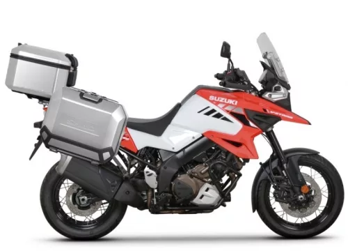 Set complet de cutii de aluminiu SHAD TERRA, 48L cutie centrala si 47L / 47L cutii laterale, incluzand kit montaj si placa SHAD SUZUKI DL 1000 V-Strom/ DL 1050 V-Strom