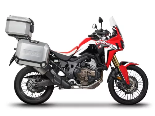 Set complet de cutii aluminiu SHAD TERRA, 48L cutie centrala si 36L / 47L cutii laterale, incluzand set de montaj si placa SHAD HONDA CRF 1000 Africa Twin