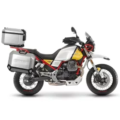   Set complet de cutii aluminiu SHAD TERRA, 48L cutie centrala si 36L / 47L cutii laterale, incluzand set de montaj si placa SHAD MOTO GUZZI V 85 TT