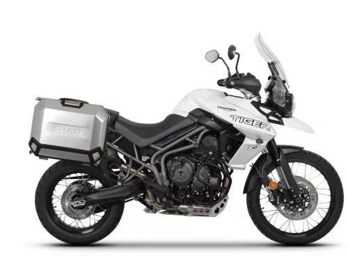 Set complet de cutii laterale de aluminiu, SHAD TERRA, 36L / 47L, incluzand kit de montaj SHAD TRIUMPH Tiger 800