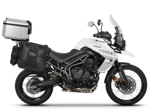 Complete set of SHAD TERRA TR40 adventure saddlebags and SHAD TERRA aluminium 37L topcase, including mounting kit SHAD TRIUMPH Tiger 800