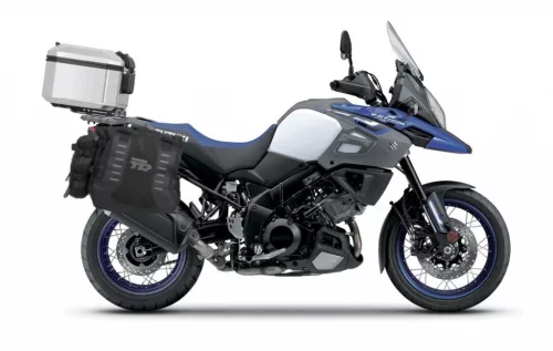 Complete set of SHAD TERRA TR40 adventure saddlebags and SHAD TERRA aluminium 37L topcase, including mounting kit SHAD SUZUKI DL 650 V-Strom