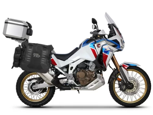Complete set of SHAD TERRA TR40 adventure saddlebags and SHAD TERRA aluminium 37L topcase, including mounting kit SHAD HONDA CRF 1100 Africa Twin