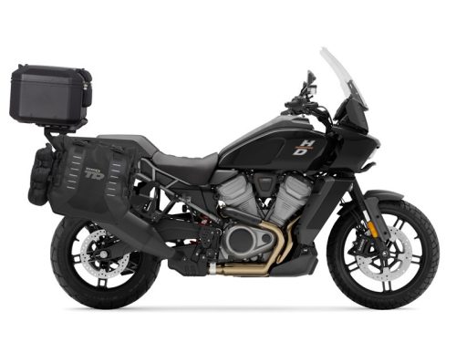 Complete set of SHAD TERRA TR40 adventure saddlebags and SHAD TERRA BLACK aluminium 37L topcase, including mounting kit SHAD Harley Davidson Pan America 1250