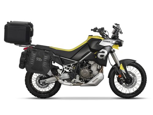 Complete set of SHAD TERRA TR40 adventure saddlebags and SHAD TERRA BLACK aluminium 37L topcase, including mounting kit SHAD Aprilia Tuareg 660