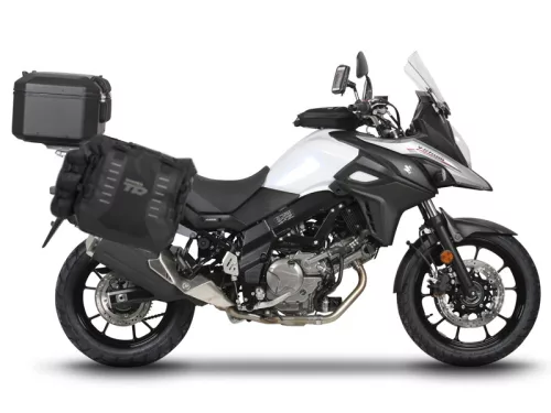 Complete set of SHAD TERRA TR40 adventure saddlebags and SHAD TERRA BLACK aluminium 37L topcase, including mounting kit SHAD SUZUKI DL 650 V-Strom