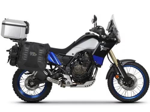Complete set of SHAD TERRA TR40 adventure saddlebags and SHAD TERRA aluminium 48L topcase, including mounting kit SHAD YAMAHA Tenere 700 XTZ690