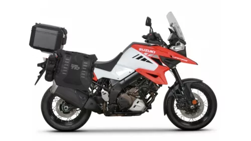Set complet de genti laterale adventure SHAD TERRA TR40 si topcase din aluminiu SHAD TERRA negru 48L, incluzand kitul de montaj SHAD SUZUKI DL 1000 V-Strom/ DL 1050 V-Strom