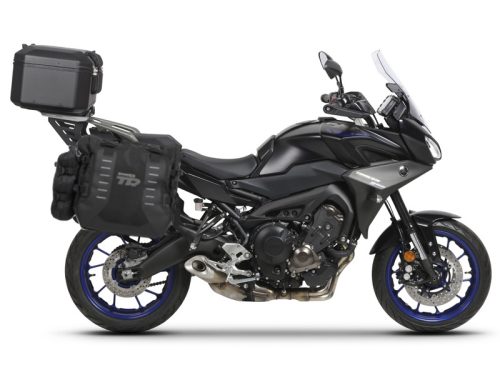 Complete set of SHAD TERRA TR40 adventure saddlebags and SHAD TERRA BLACK aluminium 48L topcase, including mounting kit SHAD YAMAHA MT-09 Tracer / Tracer 900