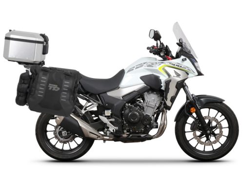 Complete set of SHAD TERRA TR40 adventure saddlebags and SHAD TERRA aluminium 48L topcase, including mounting kit SHAD HONDA CB 500 X