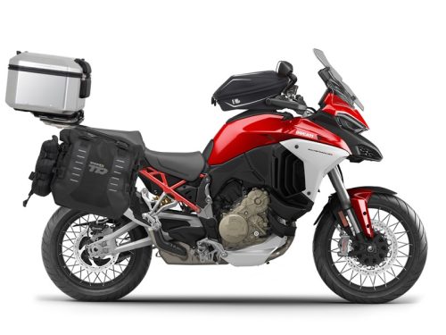 Complete set of SHAD TERRA TR40 adventure saddlebags and SHAD TERRA aluminium 48L topcase, including mounting kit SHAD Ducati Multistrada 1200 V4