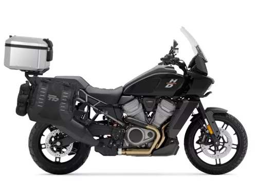 Set complet de genti laterale adventure SHAD TERRA TR40 si topcase din aluminiu SHAD TERRA 48L, incluzand kitul de montaj SHAD Harley Davidson Pan America 1250