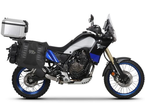 Complete set of SHAD TERRA TR40 adventure saddlebags and SHAD TERRA aluminium 55L topcase, including mounting kit SHAD YAMAHA Tenere 700 XTZ690