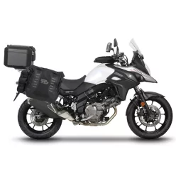   Complete set of SHAD TERRA TR40 adventure saddlebags and SHAD TERRA BLACK aluminium 55L topcase, including mounting kit SHAD SUZUKI DL 650 V-Strom