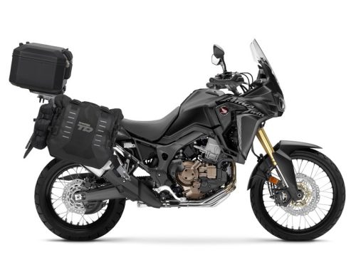 Complete set of SHAD TERRA TR40 adventure saddlebags and SHAD TERRA BLACK aluminium 55L topcase, including mounting kit SHAD HONDA CRF 1000 Africa Twin