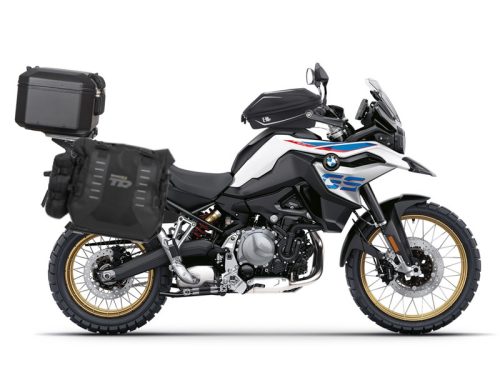 Complete set of SHAD TERRA TR40 adventure saddlebags and SHAD TERRA BLACK aluminium 55L topcase, including mounting kit SHAD BMW F750 GS / F850 GS