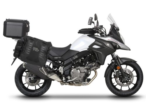 Complete set of SHAD TERRA TR40 adventure saddlebags and SHAD TERRA BLACK aluminium 55L topcase, including mounting kit SHAD SUZUKI DL 650 V-Strom