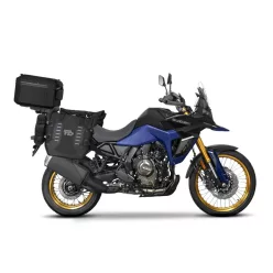   Set complet de genti laterale adventure SHAD TERRA TR40 si topcase din aluminiu SHAD TERRA TR55 PURE negru, incluzand kitul de montaj SHAD SUZUKI V-STROM 800 DE