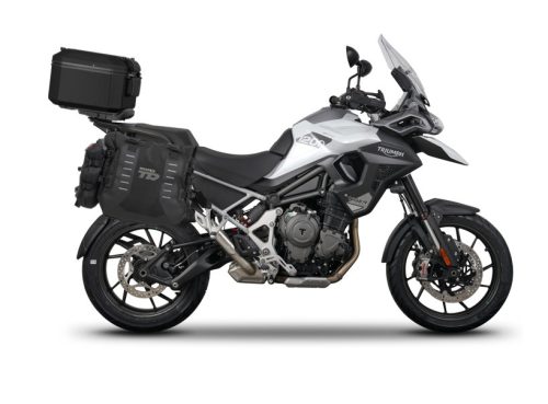 Set of SHAD TERRA TR40 adventure saddlebags and SHAD TERRA aluminium top case TR55 PURE BLACK, including mounting kit SHAD TRIUMPH TIGER 1200 GT/RALLY