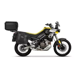   Set complet de genti laterale adventure SHAD TERRA TR40 si topcase din aluminiu SHAD TERRA TR55 PURE negru, incluzand kitul de montaj SHAD APRILIA TUAREG 660