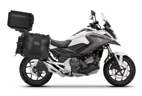 Set of SHAD TERRA TR40 adventure saddlebags and SHAD TERRA aluminium top case TR55 PURE BLACK, including mounting kit SHAD HONDA NC750X